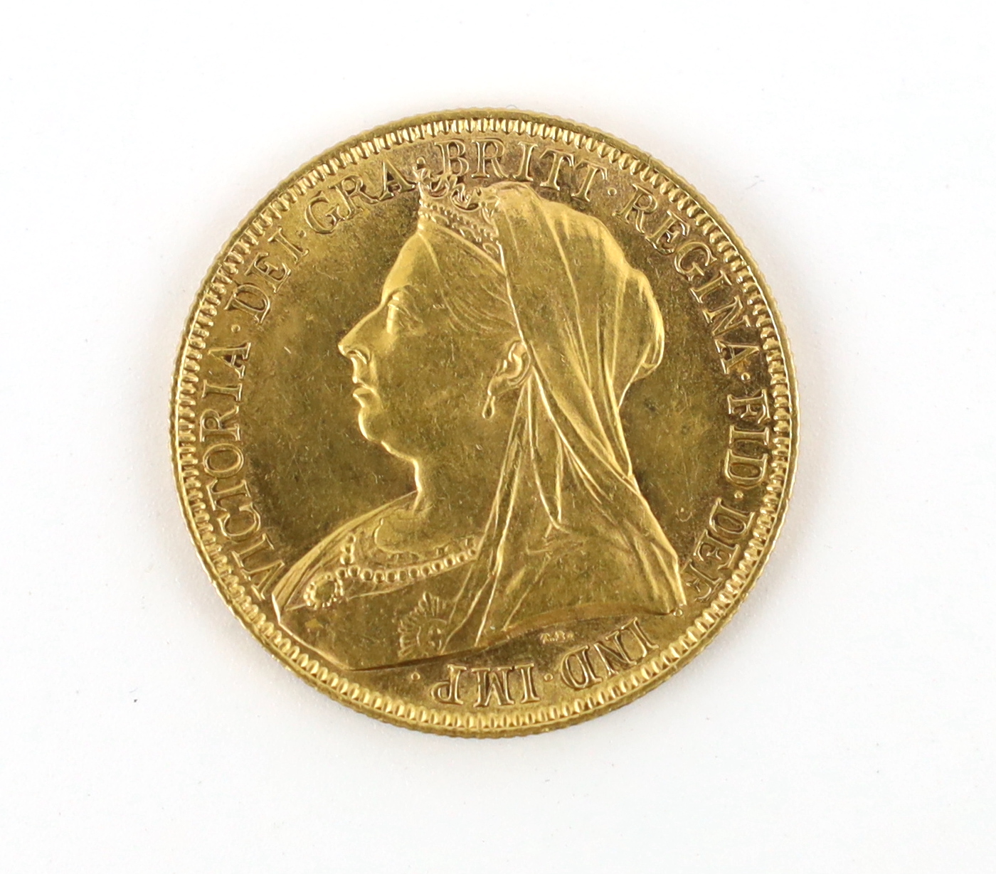 British Gold Coins, Victoria two pounds, 1893, veiled bust, near UNC (S3873)